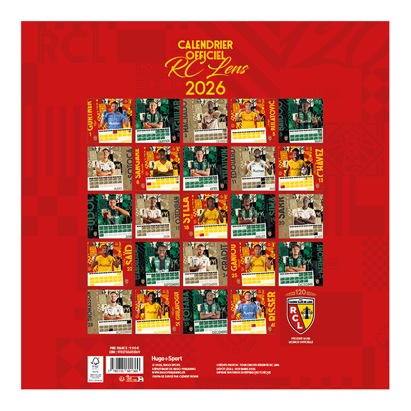 Calendrier Officiel Rc Lens 2026 Verso