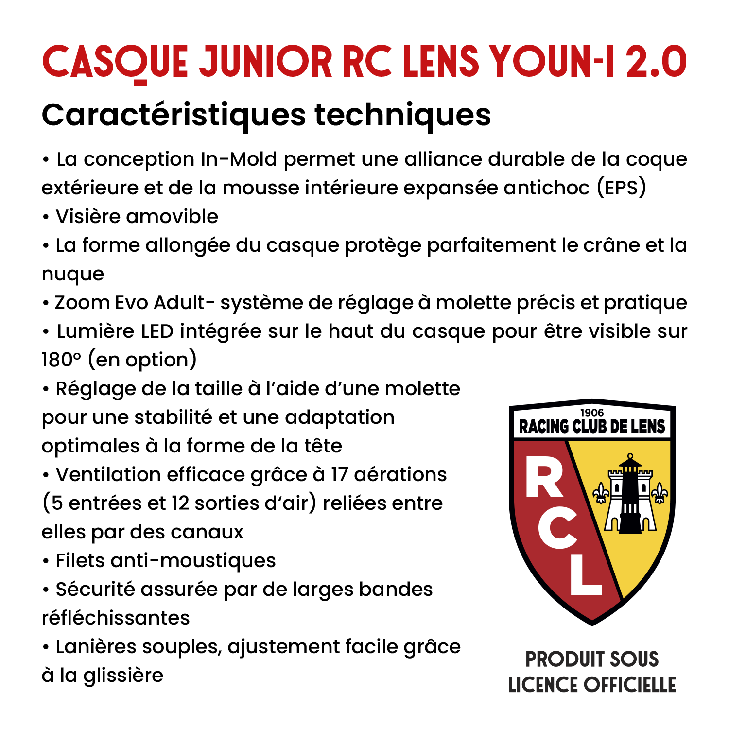 Casque Junior Rc Lens Youn I 2.0 Fiche Technique
