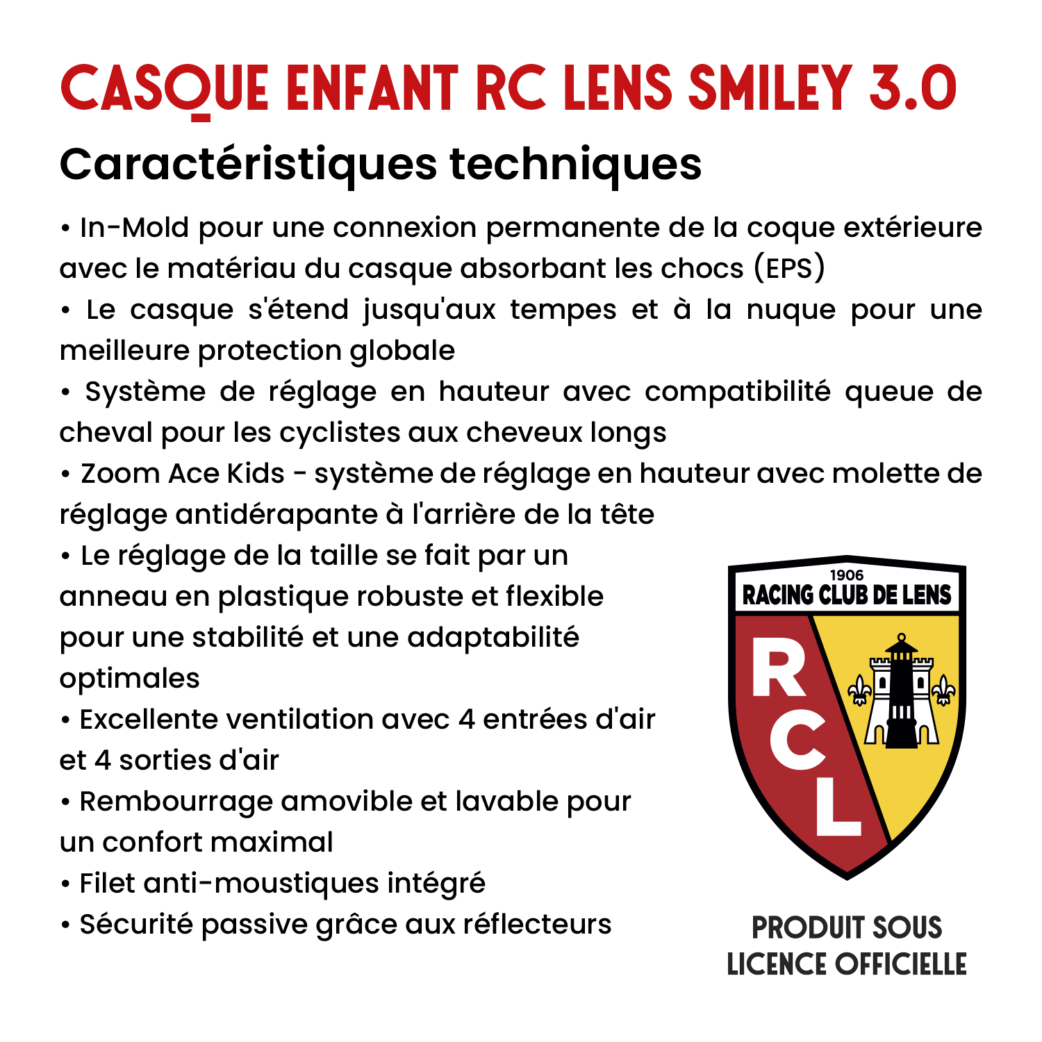 Casque Enfant Rc Lens Smiley 3.0 Fiche Technique